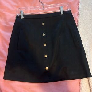 Dry Goods Suede Black Skirt with Gold Buttons